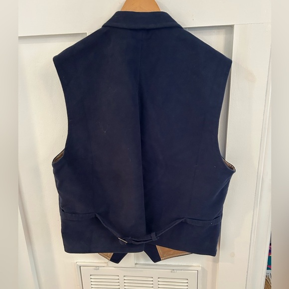 Orvis Waistcoat Mens Navy Blue Moleskin Cotton Utility Country Shooting - Picture 3 of 8